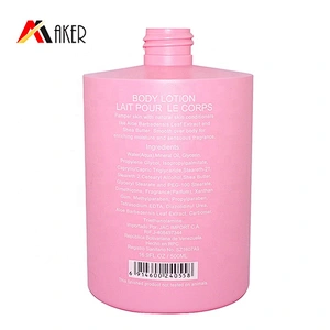 Wholesale 500ml pink cylinder HDPE plastic cosmetic body lotion bottle packaging with white lotion pump