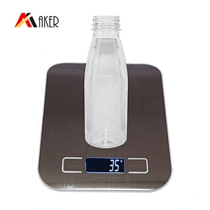 Hot sale 350ml clear PET plastic juice bottle water bottle with plastic screw cap
