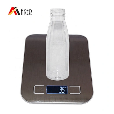 Hot sale 350ml clear PET plastic juice bottle water bottle with plastic screw cap