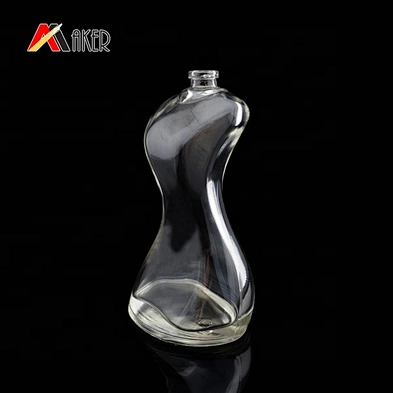 Wholesale clear color women shaped empty 100 ml glass perfume spray bottle