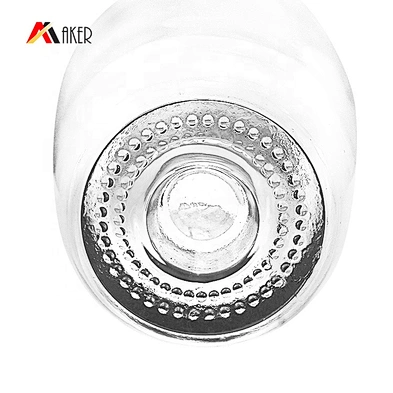 wholesale 550ml transparent unique shaped crystal glass sparking wine bottle with polymer rubber stopper
