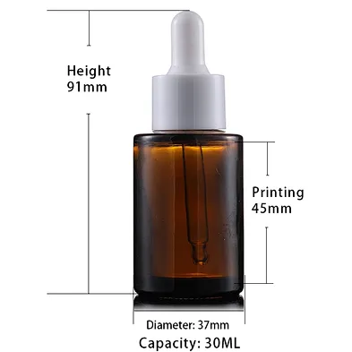 Empty Flat shoulder short  glass  cylinder 30ml  1 oz  serum bottle with dropper cap  or Cream Pump