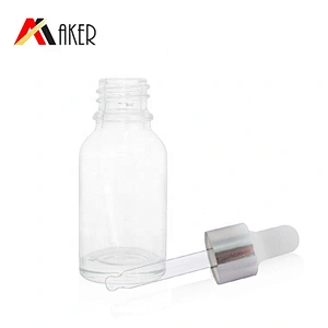China wholesale round clear cosmetic 15ml essential oil glass bottle packaging