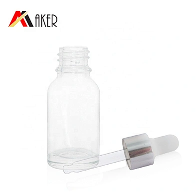 China wholesale round clear cosmetic 15ml essential oil glass bottle packaging