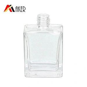Empty clear 15 ml square oil perfume roll on glass bottle with gold aluminum cap