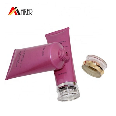 Custom made empty pink 120ml LDPE cosmetic packaging tube for skin care cream