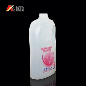 Customized flat white 1 liter 2 liter shampoo cosmetic hdpe plastic lotion bottle with handle