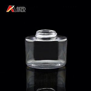 China wholesale empty 70ml clear oval shape cosmetic PETG plastic baby talcum powder bottle with screw cap and sifter