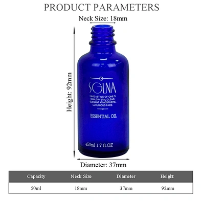 factory price 50ml blue essential oil bottle glass personal care packaging skin care eye serum dopper bottle