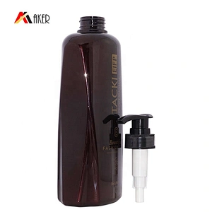 New design empty PET 900ml luxury brown disposable shampoo packing bottle with pump