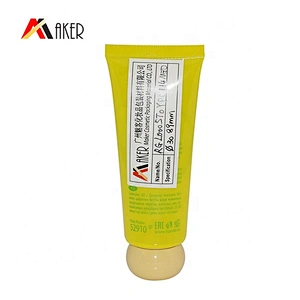 Yellow round plastic cosmetic packaging tube with lid