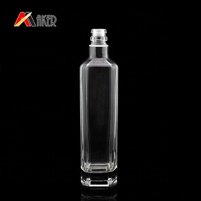 Wholesale price 500ml clear glass square shape empty wine bottle with cork