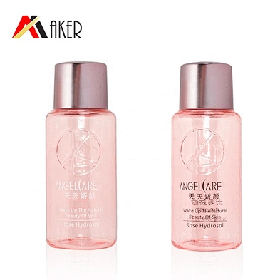 High quality luxury semi-transparent pink 35ml plastic PET bottle for skincare toner serum