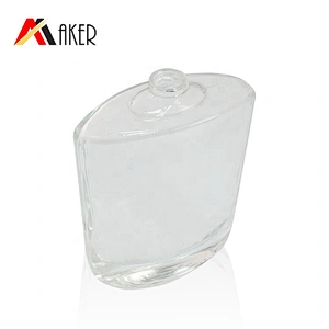 Flat square 100ml clear empty crystal perfume glass bottle packaging with gold aluminum mist sprayer and acrylic cap