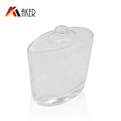 Flat square 100ml clear empty crystal perfume glass bottle packaging with gold aluminum mist sprayer and acrylic cap