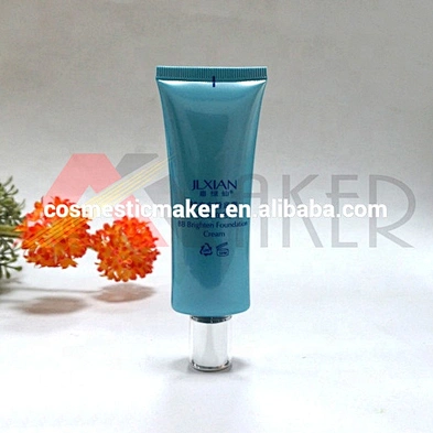 50ml Blue Oval Cosmetic BB Cream CC Cream Package Clear Plastic Tube with Lid with Cap