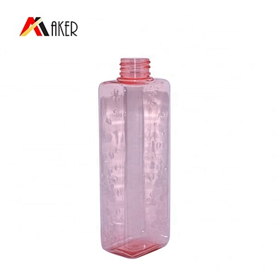Hottest design 300ml square PET plastic cosmetic body lotion bottle with engraving flower