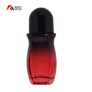 2020 Newest design wholesale price gradient red 50ml deodorant glass roll on bottle
