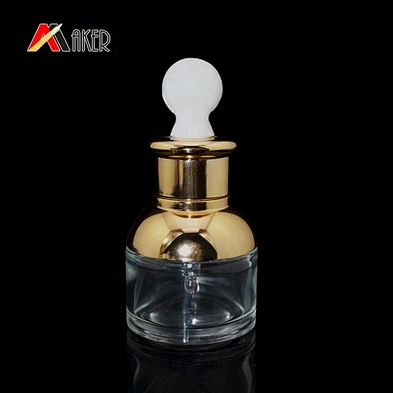 Newest luxury design cosmetic packaging empty 30ml clear glass serum dropper bottle