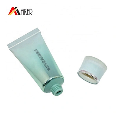 Empty wholesale price round green hand cream aluminum cosmetic tube with screw cap