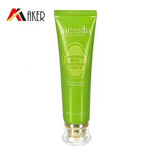 Round soft 50ml green cosmetic hand cream squeeze laminated aluminum plastic tube with acrylic cap