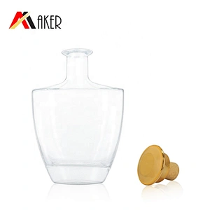 China factory empty customized unique shape clear crystal brandy XO wine glass bottle with cork