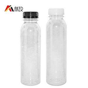 wholesale Boston round shape plastic 350ml PET beverage juice bottle drinking water bottles with cap