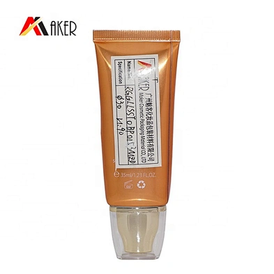 Empty 30ml luxury gold oval bb cream aluminum plastic cosmetic tube container with acrylic cap