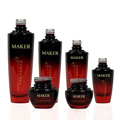 Empty Black Gradient Red 30g 50g 30ml 50ml 100ml 130ml Skincare Face Cream Lotion Glass hot-selling Cosmetics Bottle Set