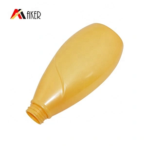 Yellow custom shape 500ml PET plastic shampoo lotion bottle with pump wholesale
