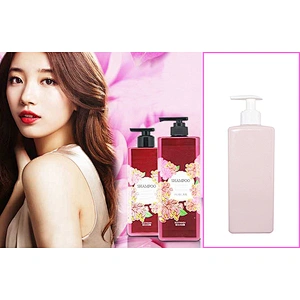 Factory supply empty cosmetic 450ml pink PET plastic square shampoo bottle supplier