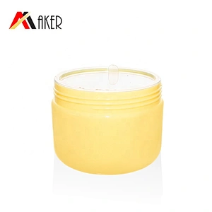 Guangzhou wholesale empty 50g yellow PP plastic cosmetic face cream hand cream jar with plastic screw lid and clear inner cap