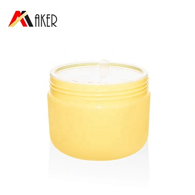 Guangzhou wholesale empty 50g yellow PP plastic cosmetic face cream hand cream jar with plastic screw lid and clear inner cap