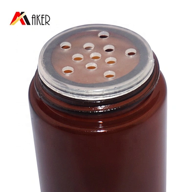 60ml amber PETG empty cylinder cosmetic talcum powder bottle plastic sifter with screw lid
