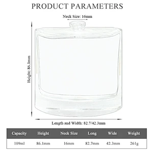 109ml Custom Transparent Cosmetic Hair Body Room Unique Empty Perfume Continous Fine Mist Glass Spray Bottle