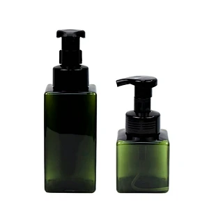 in stock dark green 250ml 500ml plastic pet shower gel foam pump bottle personal care shampoo pet bottle