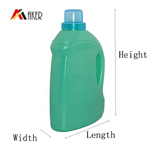 Factory wholesale price empty 2L HDPE green plastic laundry detergent bottle with cap