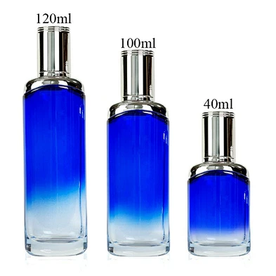 factory wholesale  empty gradient 120ml cosmetic personal care packaging skin care glass serum lotion bottle