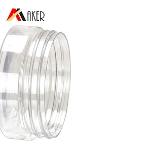 Factory supply empty clear 50ml PET plastic cosmetic face cream jar packaging with red plastic screw cap and white liner