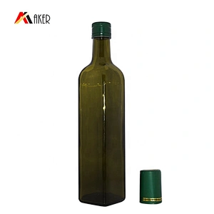 Hot Sale Custom 500ml Square Shape Dark Green Glass Bottle For Olive Oil