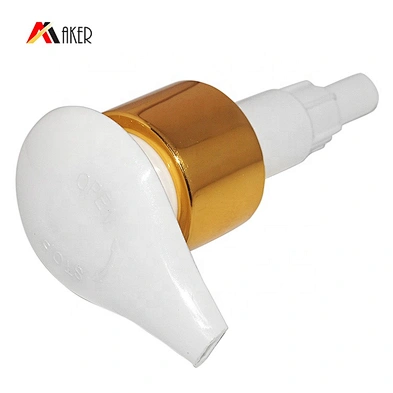 Factory supply gold aluminum covered plastic lotion pump 24/410 for cosmetic bottles