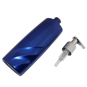 empty 250ml blue plastic pet skincare packaging shampoo bottle with lotion pump