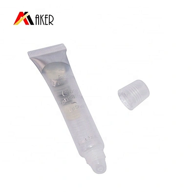 Empty wholesale custom 15ml clear oval plastic cosmetic lip gloss tube container packaging