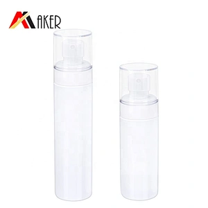 In stock 100ml 150ml cylinder round white PET plastic cosmetic skin care spray bottle with mist sprayer
