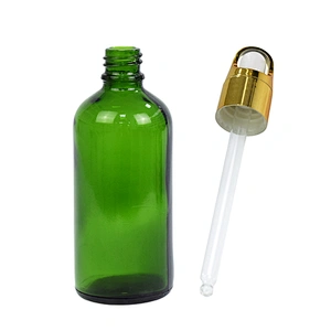 wholesale personal care empty packaging 100ml skin care serum glass dropper green bottle