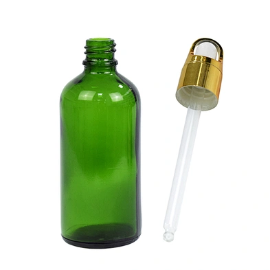 wholesale personal care empty packaging 100ml skin care serum glass dropper green bottle