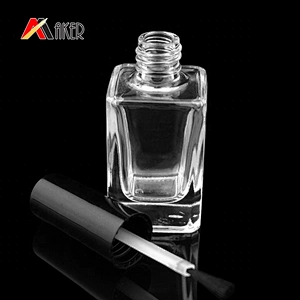 10ml empty square shaped clear nail polish glass bottle with brush cap