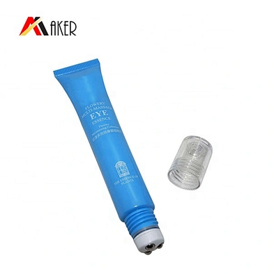 Wholesale blue 20g Metal roller ball applicator control eye essence cream cosmetic tubes packaging with screw cap