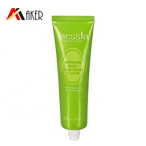 Round soft 50ml green cosmetic hand cream squeeze laminated aluminum plastic tube with acrylic cap