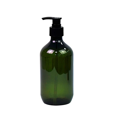 in stock dark green 500ml plastic pet hand sanitizer lotion pump bottle shower gel personal care shampoo boston bottle
